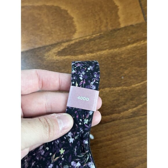 Cacique Lane Black & Purple Floral Lightly Lined Full Coverage Bra Plus NWT 40DD - Picture 3 of 8